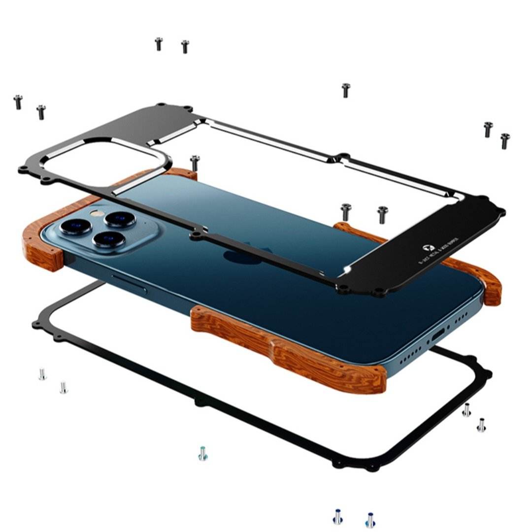 R-Just Aluminium Natural Wood Anti Shock Bumper Case - iPhone - Million Cases