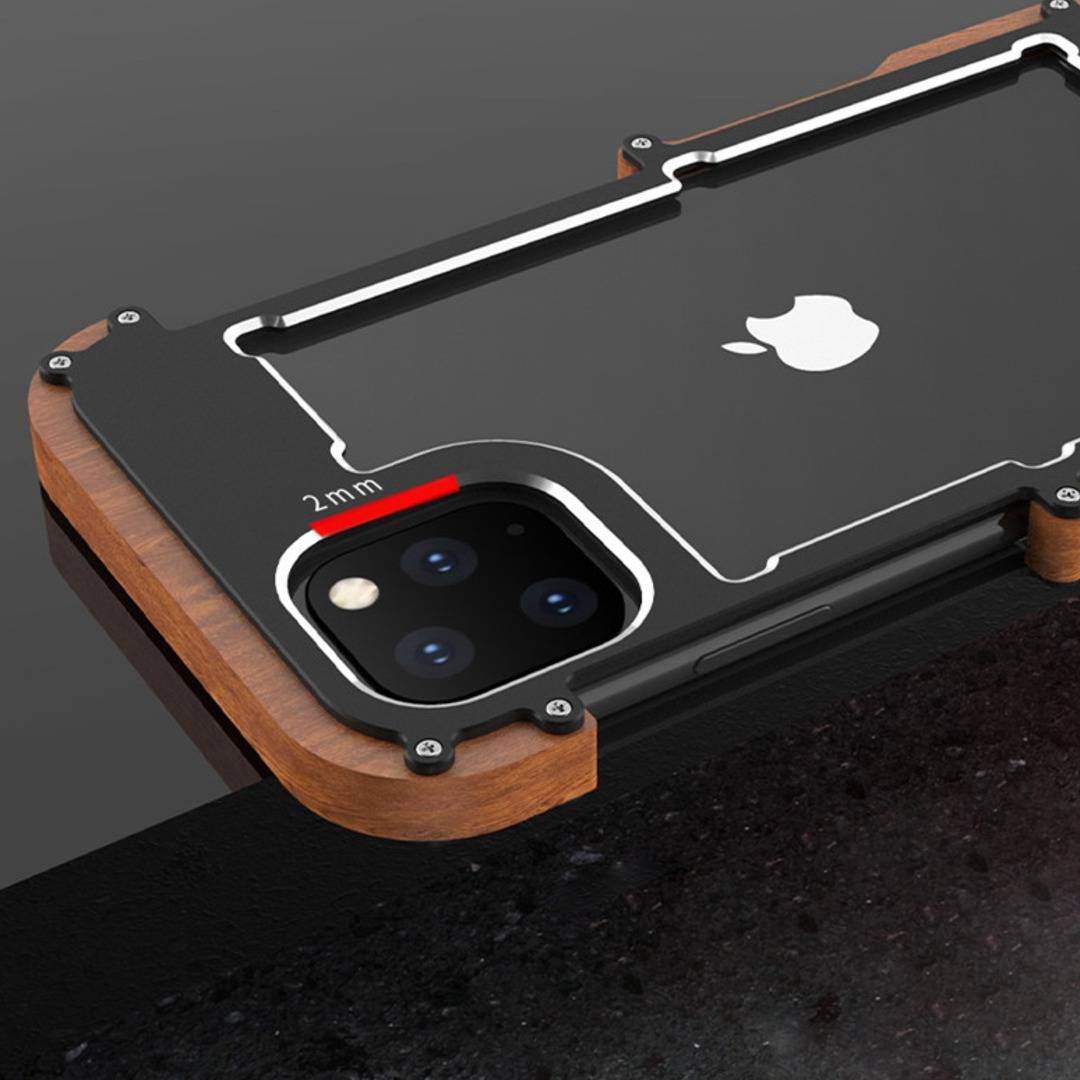 R-Just Aluminium Natural Wood Anti Shock Bumper Case - iPhone - Million Cases