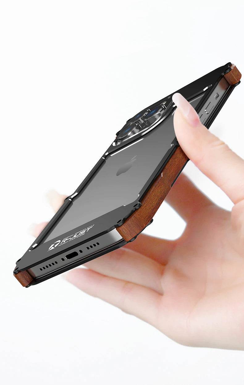 R-Just Aluminium Natural Wood Anti Shock Bumper Case - iPhone - Million Cases