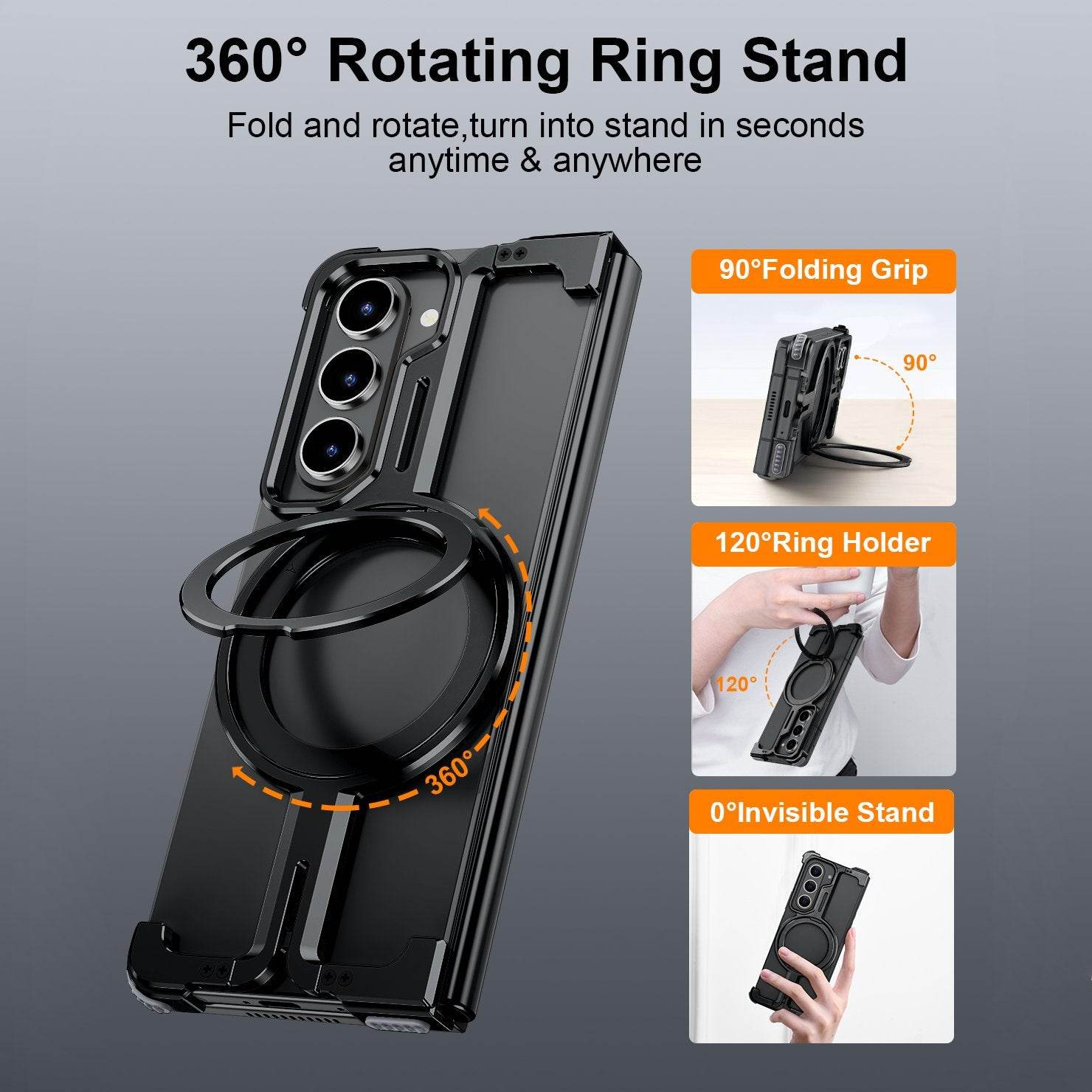 Galaxy Z Fold Series Pivot Guard Magnetic Ring Stand Case - Million Cases