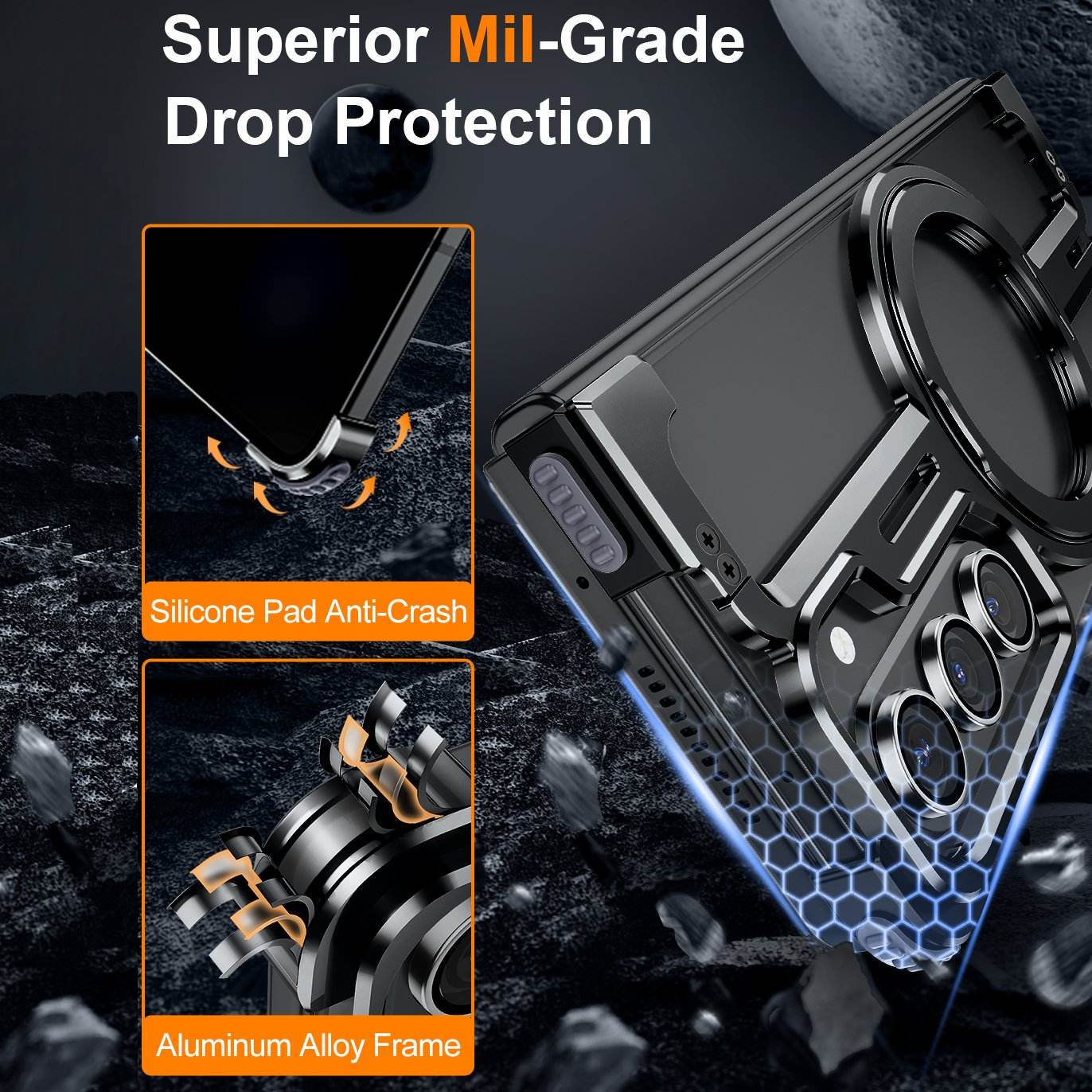 Galaxy Z Fold Series Pivot Guard Magnetic Ring Stand Case - Million Cases