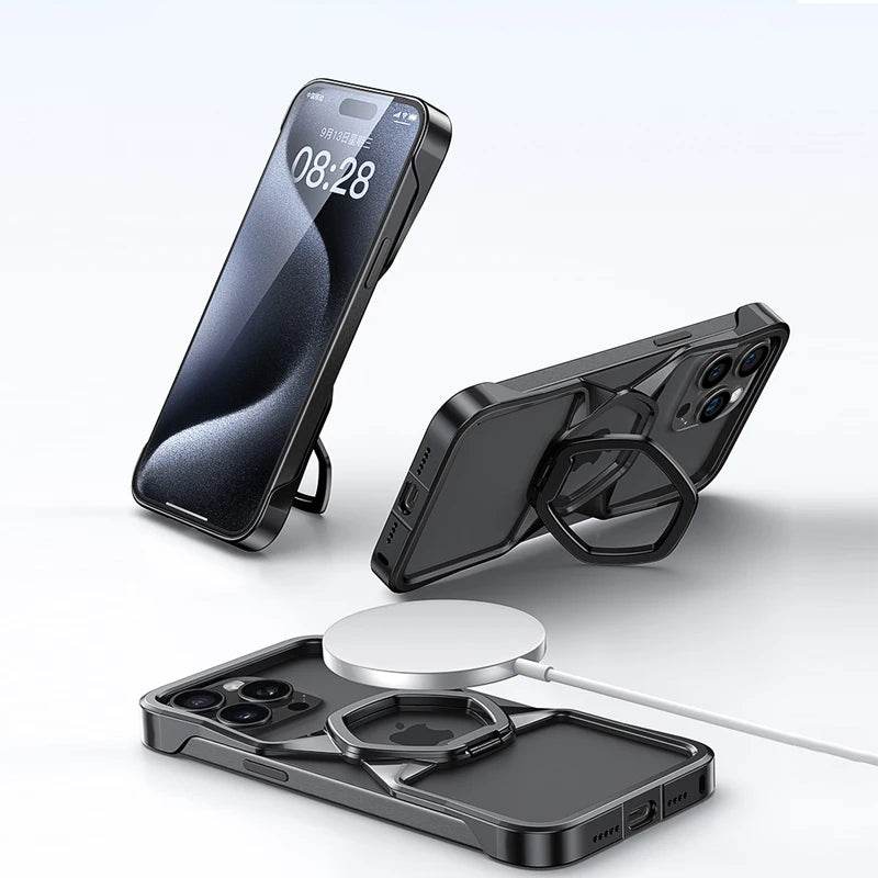 Hexa Shield Metallic Ring Stand Case - iPhone - Million Cases