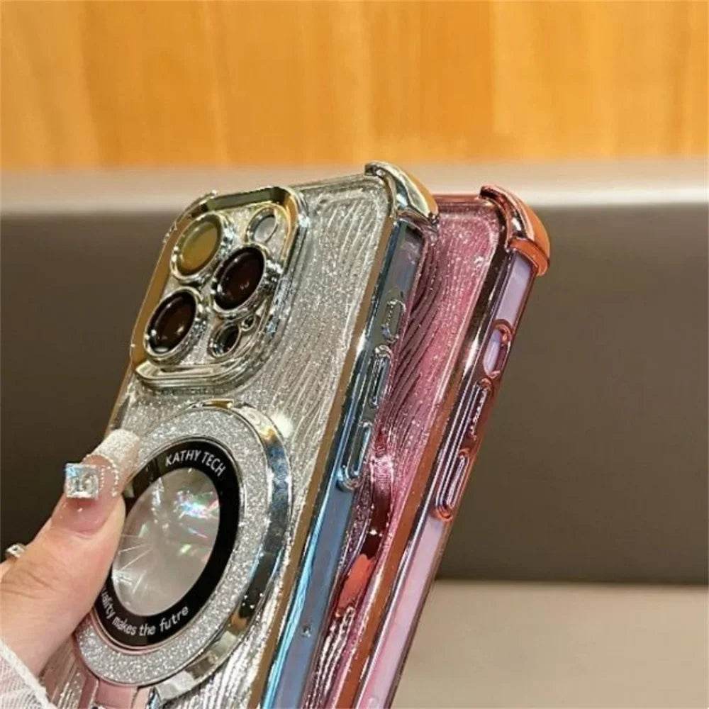 Elegant Water Ripple Glitter Stand Case - iPhone - Million Cases