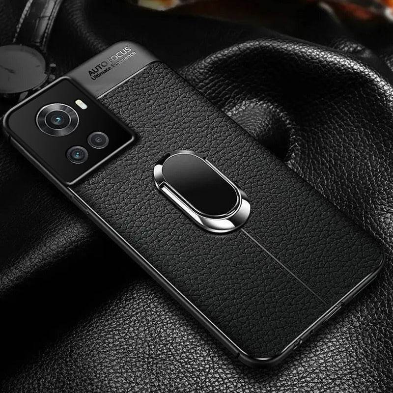 OnePlus 10R Sleek Urban Leather Ring Holder Case - Million Cases