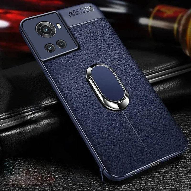 OnePlus 10R Sleek Urban Leather Ring Holder Case - Million Cases