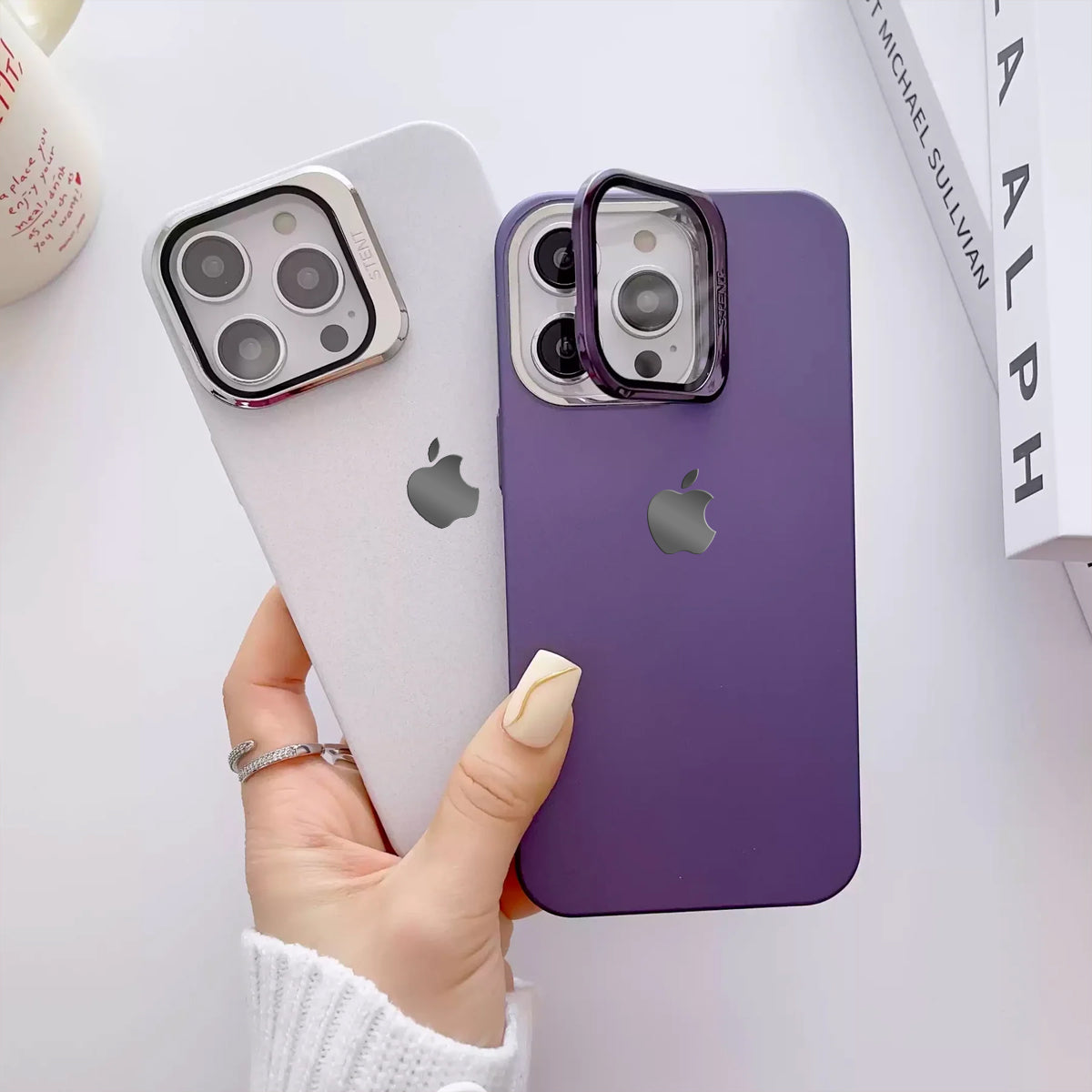 iPhone 13 Series Clear Camera Protector Hidden Stand Logo Case
