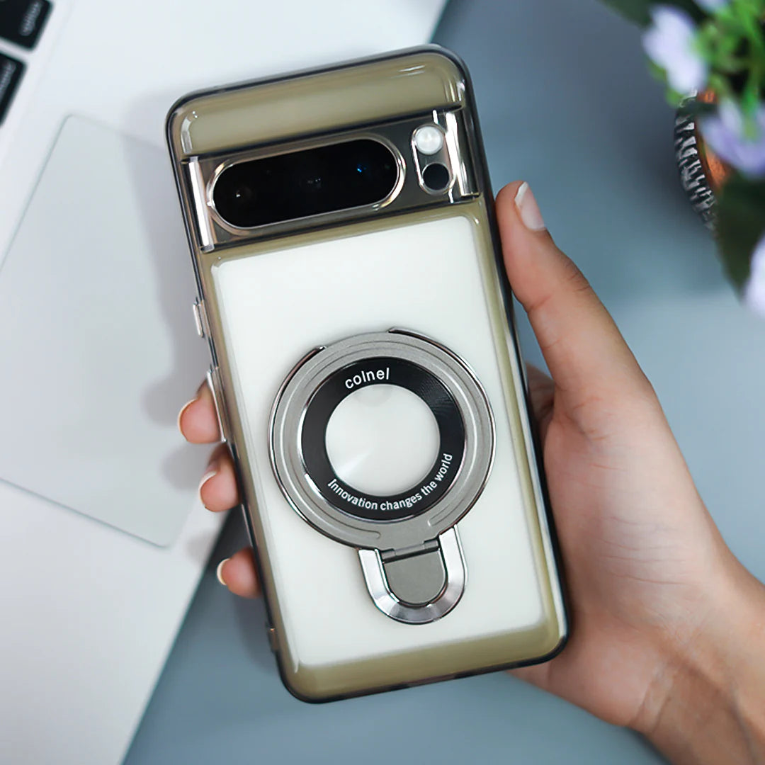 Google Pixel 9 Series Transparent Rotating Ring Stand Case