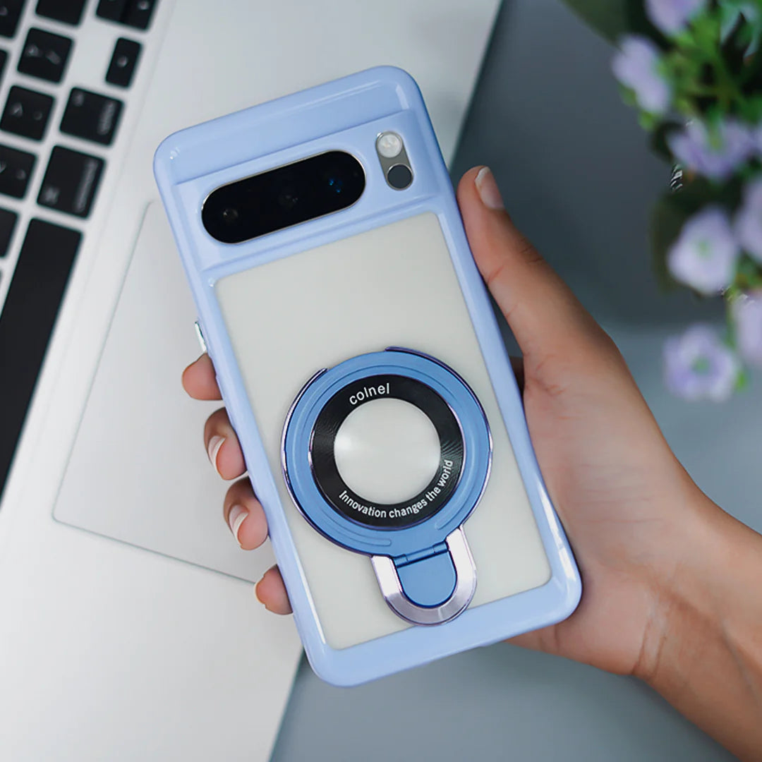 Google Pixel 9 Series Transparent Rotating Ring Stand Case