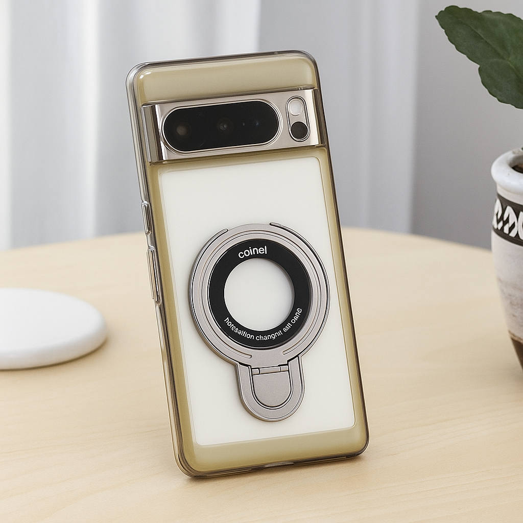 Google Pixel 9 Series Transparent Rotating Ring Stand Case
