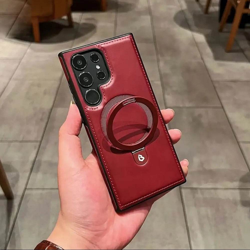 Luxe Leather Magnetic Ring Holder Case - Samsung - Million Cases 