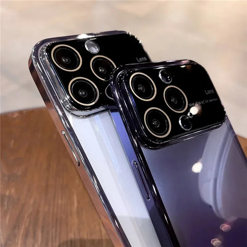 iPhone 15 Series Luxury Plating Transparent Window Lens Case