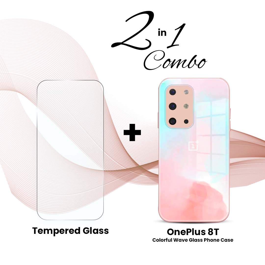 OnePlus (2 in 1 Combo) - Colorful Wave Glass Phone Case + Tempered Glass