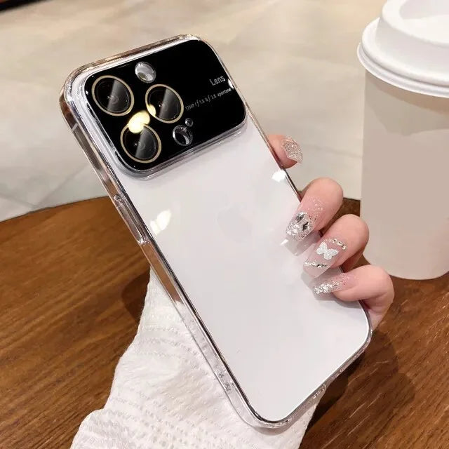 iPhone 15 Series Luxury Plating Transparent Window Lens Case
