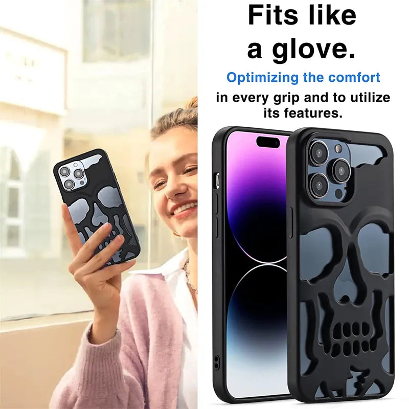 iPhone 14 Series Hollow Skull Design Case