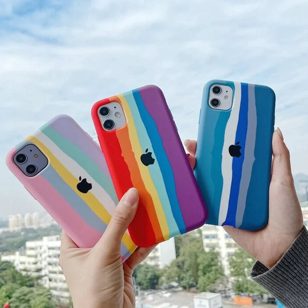 iPhone 13 Series Rainbow Liquid Silicone Logo Case