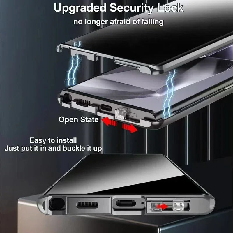 Galaxy S25 Ultra Privacy Shield Dual Magnetic Glass Case