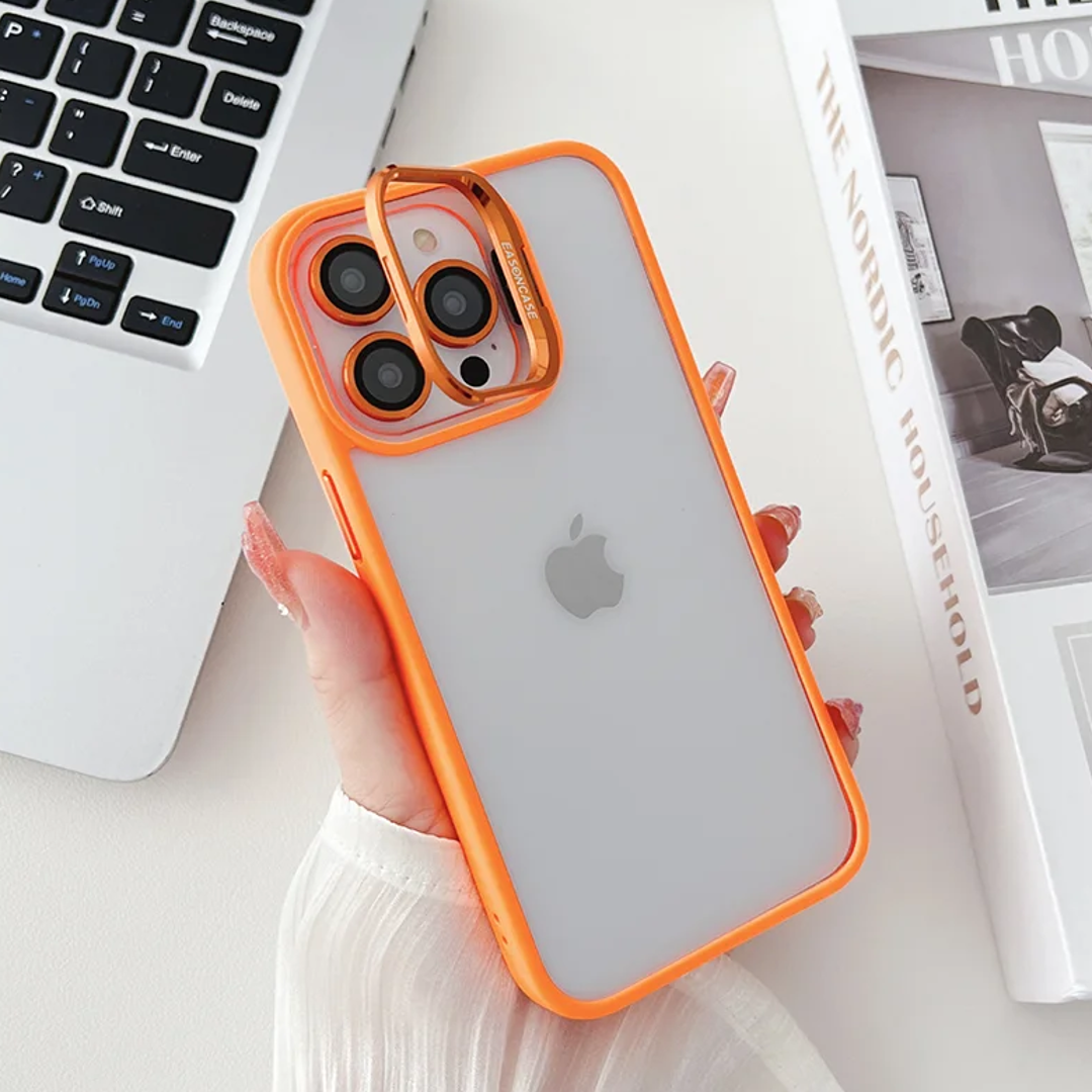 Luxury Camera Lens Flip Bracket Case - iPhone