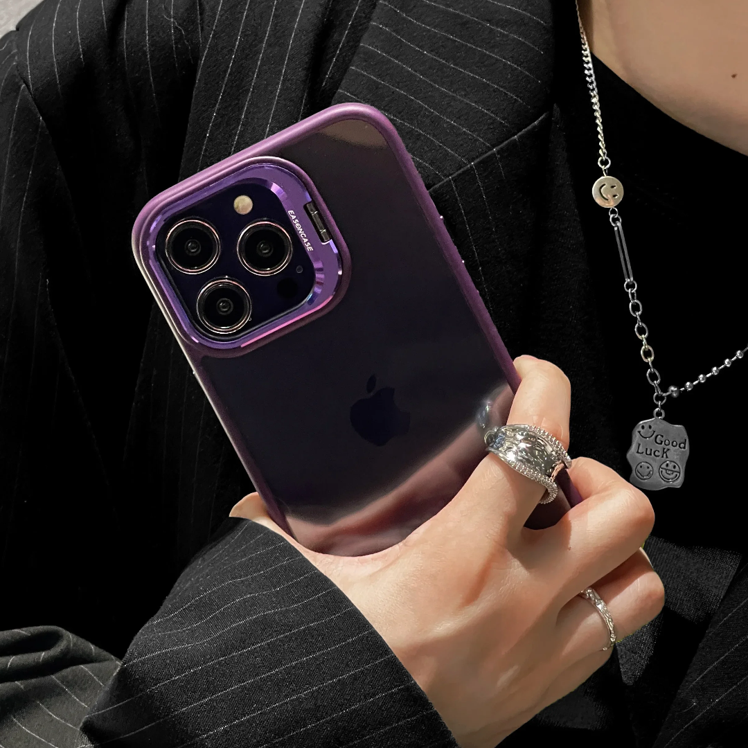 Luxury Camera Lens Flip Bracket Case - iPhone