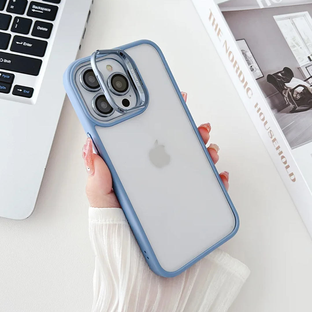 Luxury Camera Lens Flip Bracket Case - iPhone