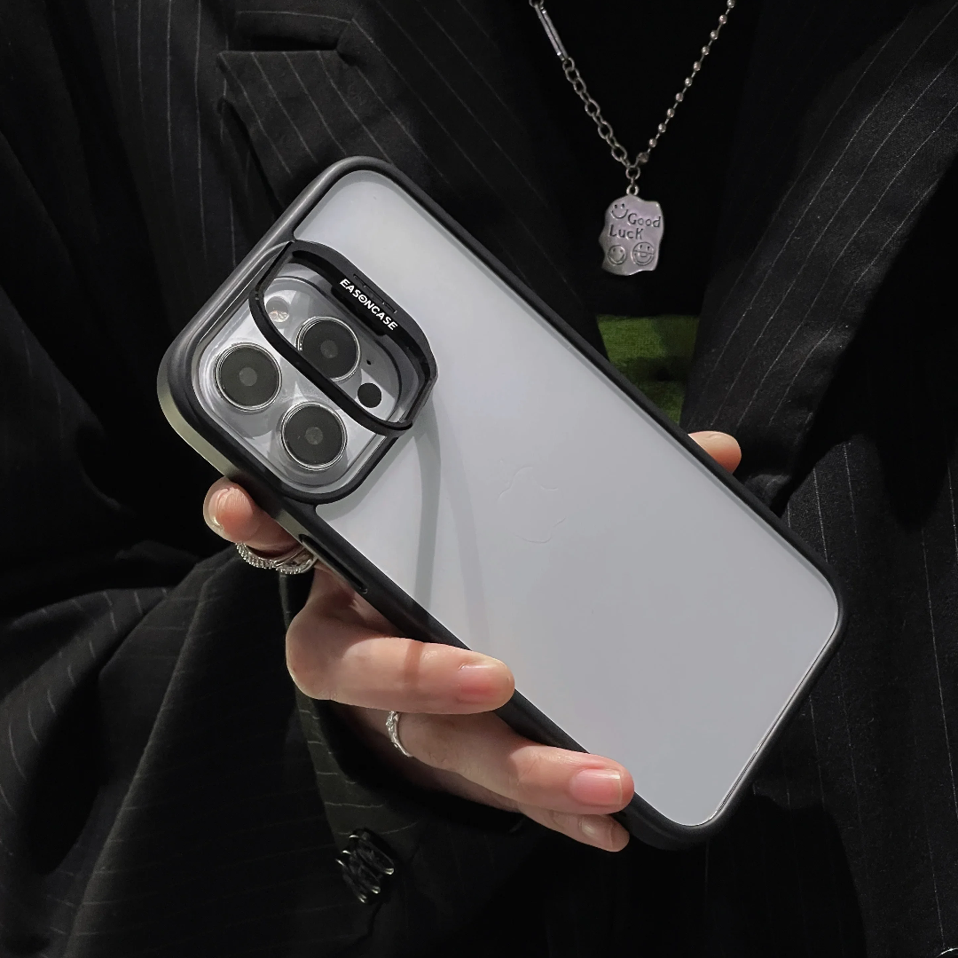 Luxury Camera Lens Flip Bracket Case - iPhone