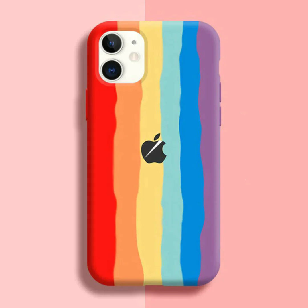 iPhone 13 Series Rainbow Liquid Silicone Logo Case