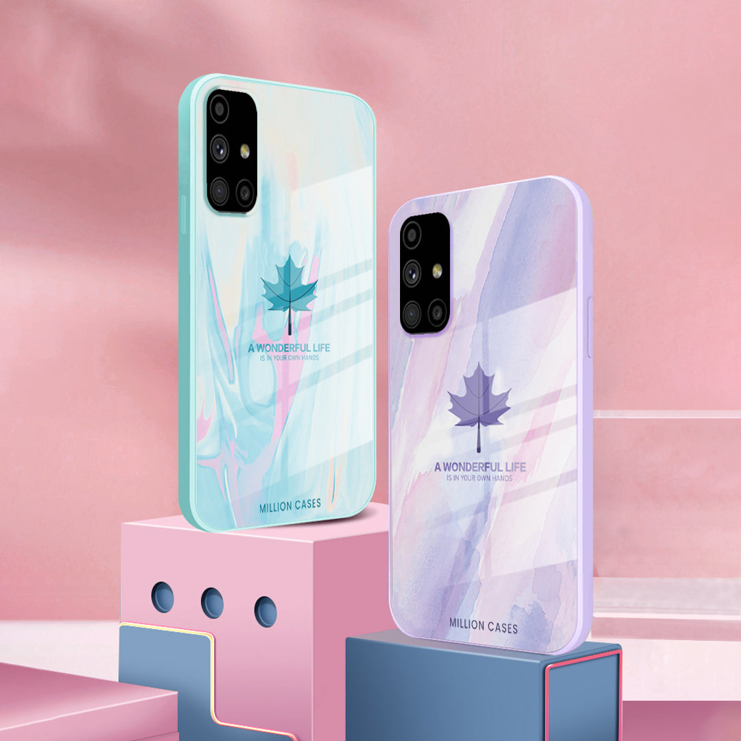 Galaxy Series Watercolor Mapple Leaf Glass Case