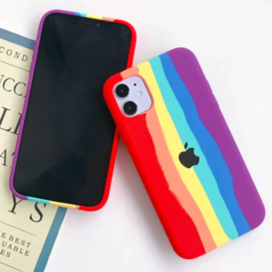 iPhone 12 Pro Max Rainbow Liquid Silicone Logo Case