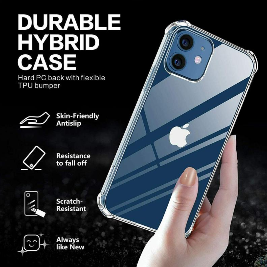 iPhone - Anti Knock Clear Case With Tempered Glass