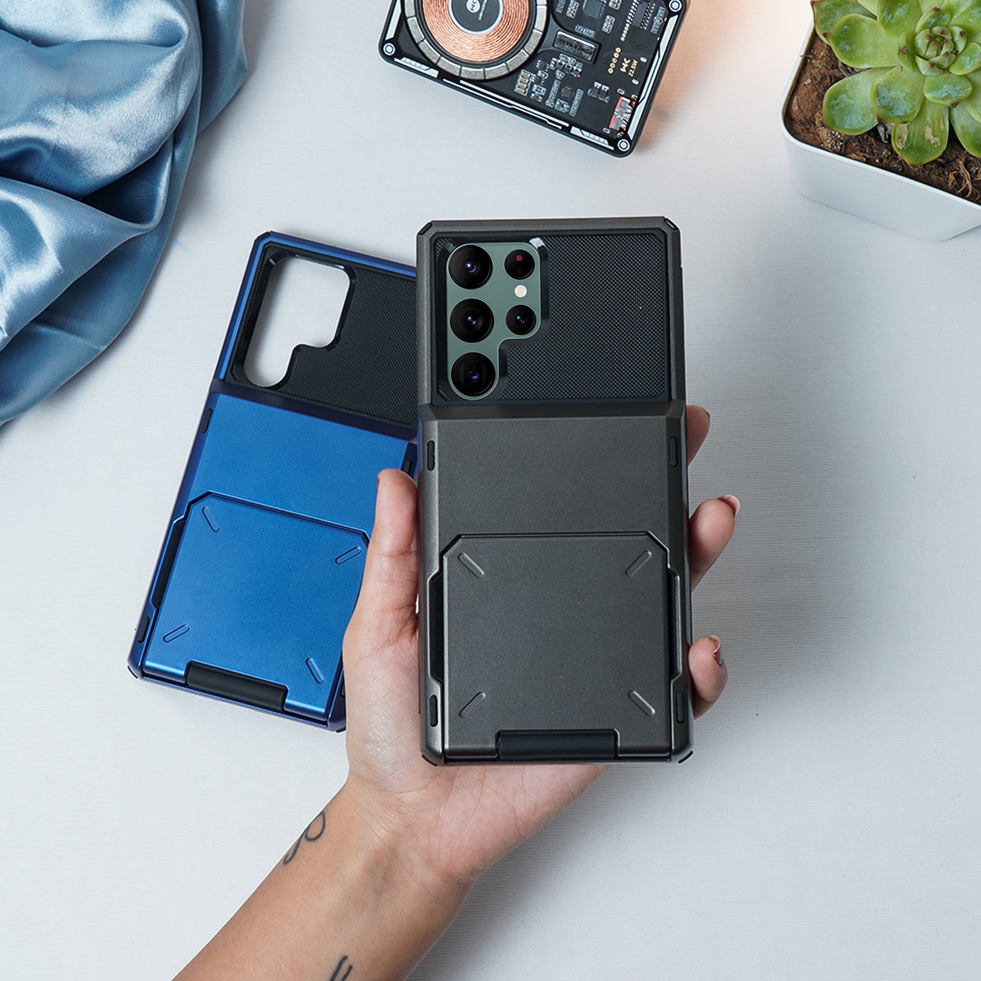 Galaxy S21 Series Hidden Card Holder Hybrid Case