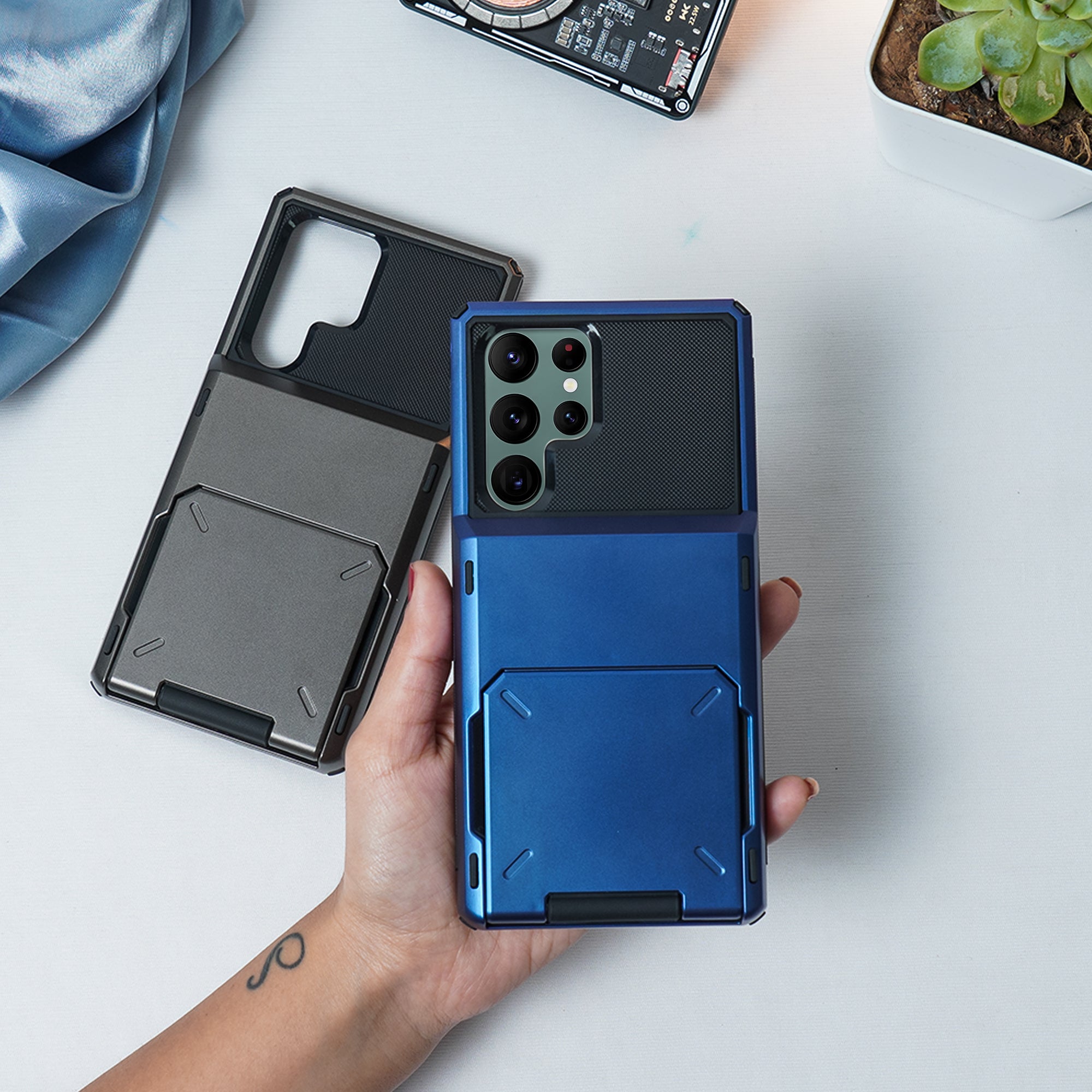 Galaxy S21 Series Hidden Card Holder Hybrid Case