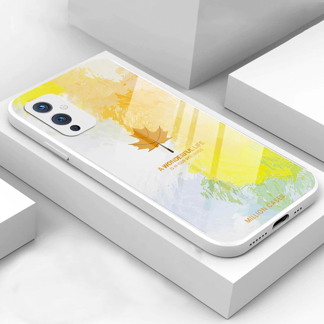 OnePlus 9 Watercolor Mapple Leaf Glass Case