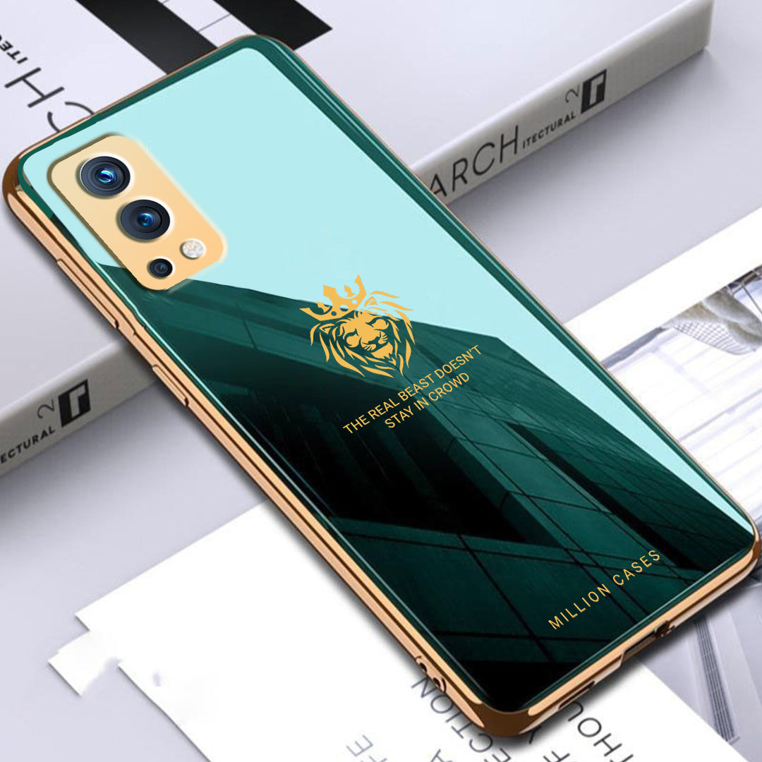 OnePlus Series Lion Pattern Electroplating Glass Case