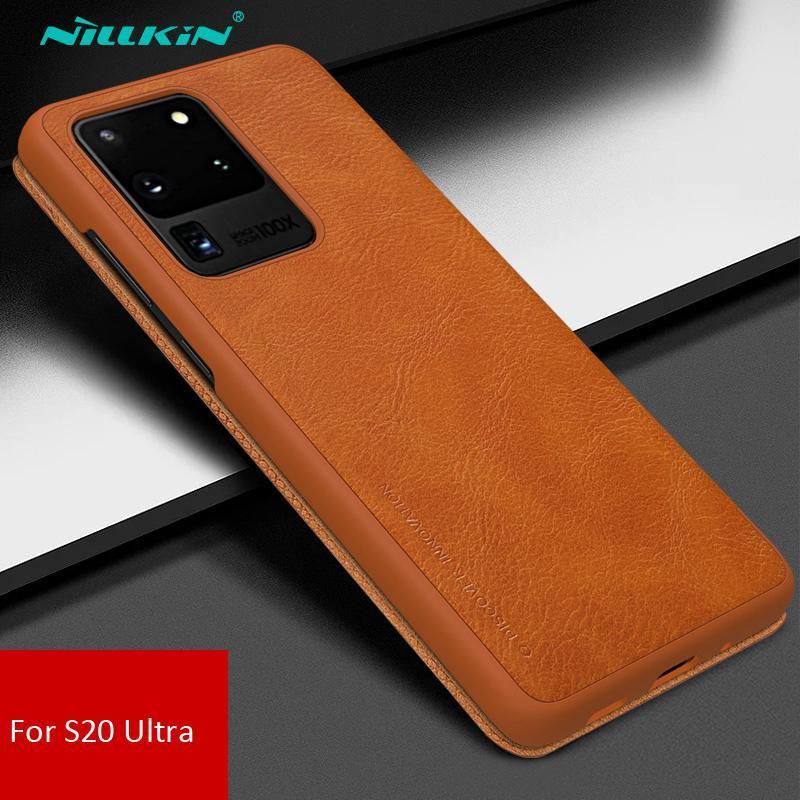 Galaxy S20 Ultra Genuine QIN Leather Flip Case