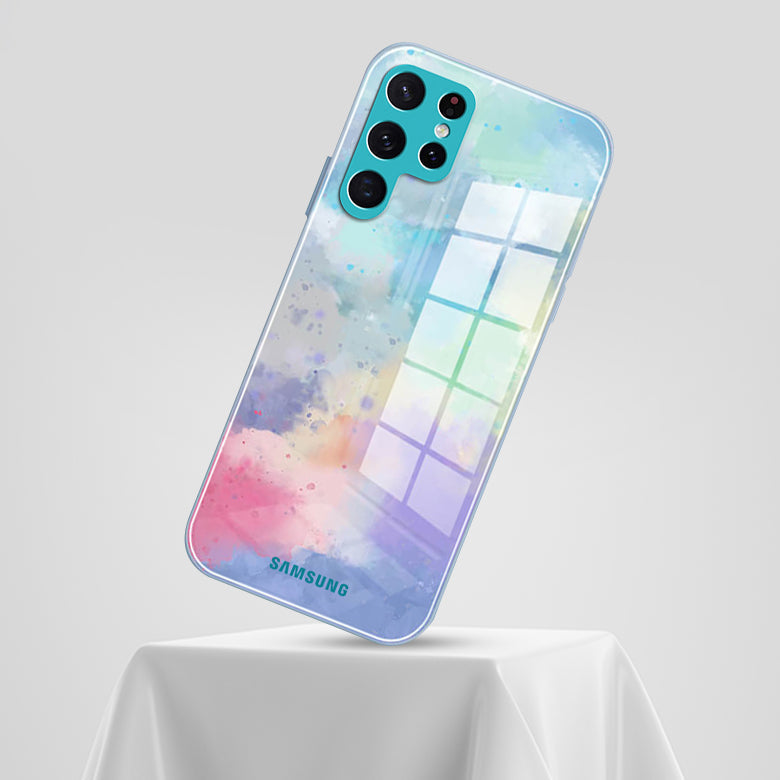 Galaxy S Series for Watercolor Splatter Glass Back Case