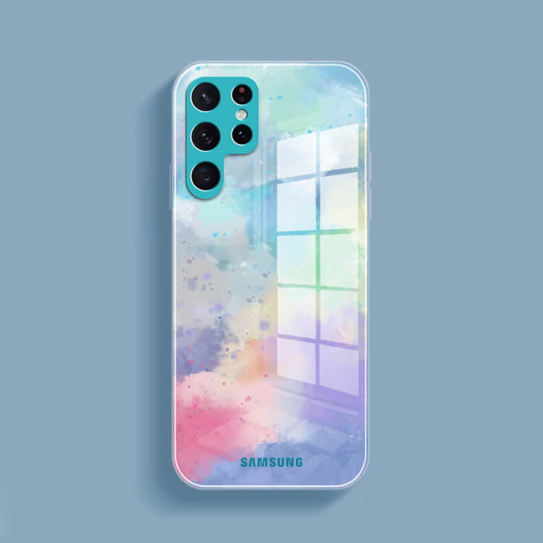 Galaxy S Series for Watercolor Splatter Glass Back Case