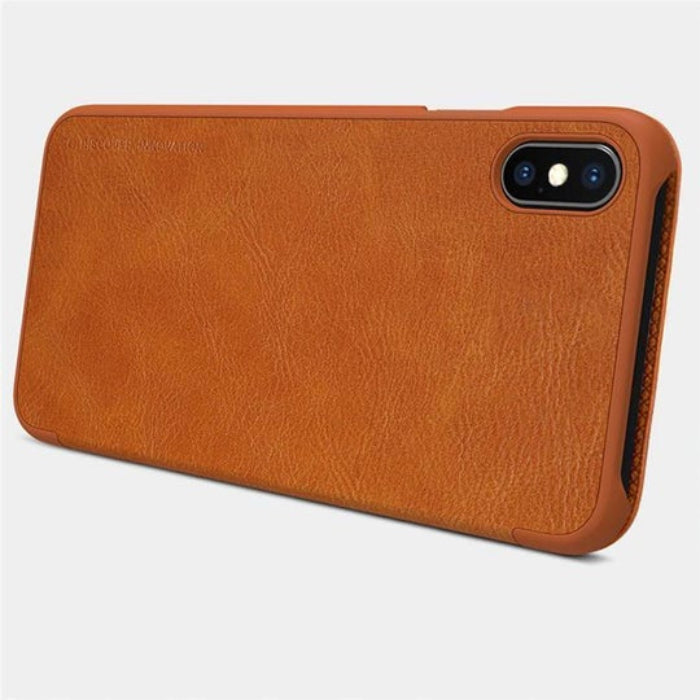 iPhone XS Max Genuine QIN Leather Flip Case